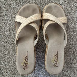 Very Volatile tan size 10 sandal with 4 inch wedge heel